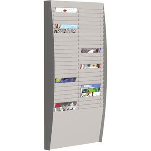 Paperflow Prospekthalter A4V2X25.02, grau, Wandprospekthalter, Kunststoff, 50 x A4
