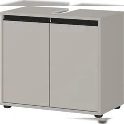 WB-Unterschrank 63x34x55cm | 2 Türen & Soft-Close | Siphonausschnitt | Steingrau | Made in Germany | Badschrank Modern | Kadima Design Serie HAMBURG