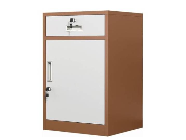 MYRTFK Abschließbarer Aufbewahrungsschrank, Metall, abschließbar, Organizer Verstellbare Einlegeböden und Schubladen – sicherer schwarzer Büroschrank für übersichtliche(Brown,1Drawer)