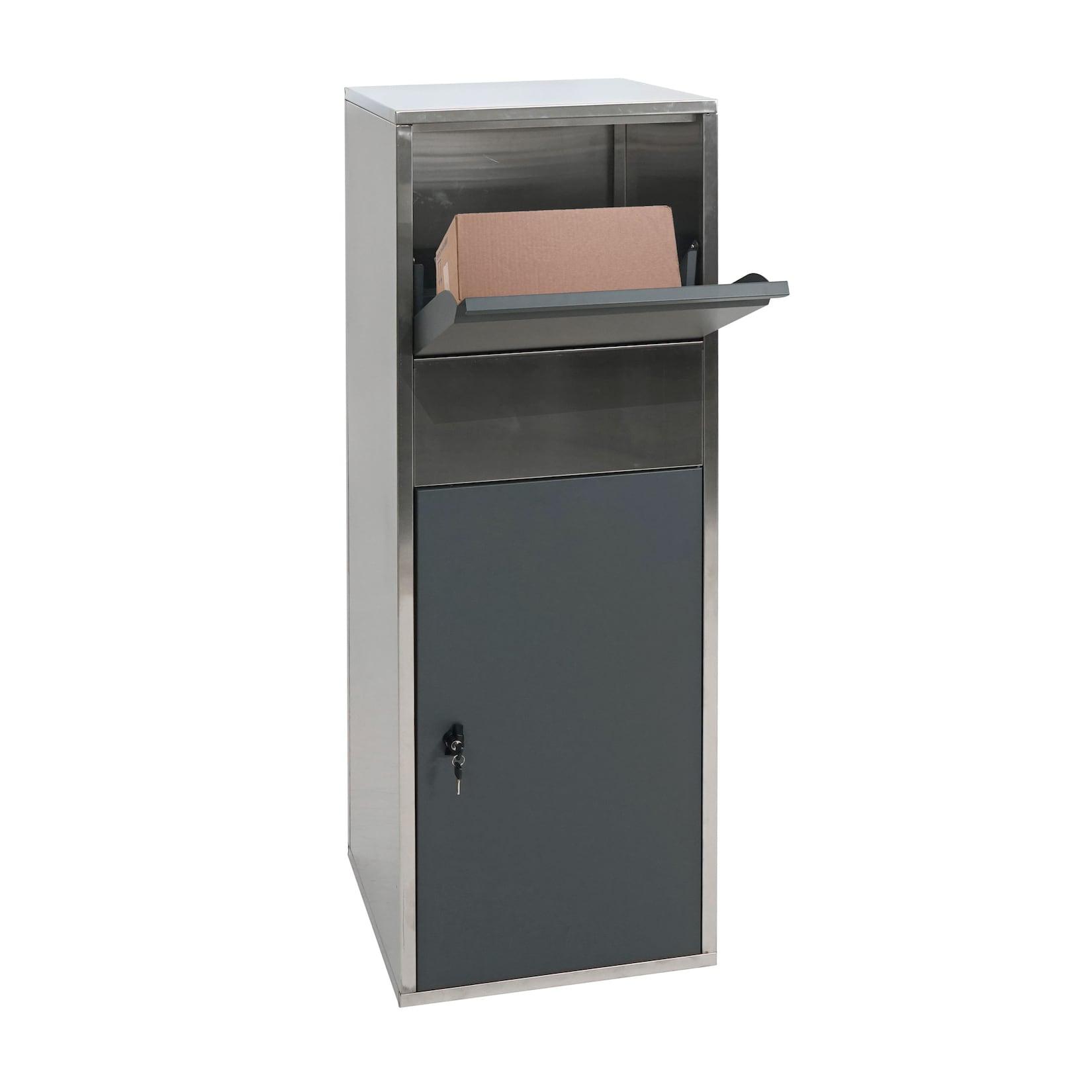 Paketkasten MCW-G80, Paketbox Standbriefkasten Paketbriefkasten Größe XL ~ Edelstahl anthrazit
