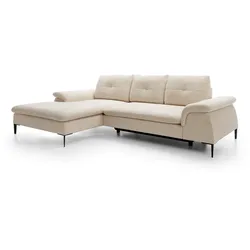 ECKSOFA BREZZA Beige Plüsch-Stoff mit Schlaffunktion