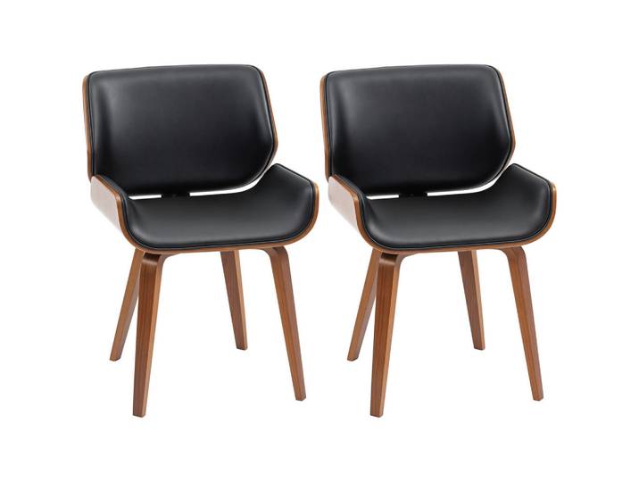 ComfortXL Esszimmerstühle 2er-Set De-13194 Vintage-Stil Schwarz/Braun, Holz, 54x81x53 cm, Esszimmer, Stühle
