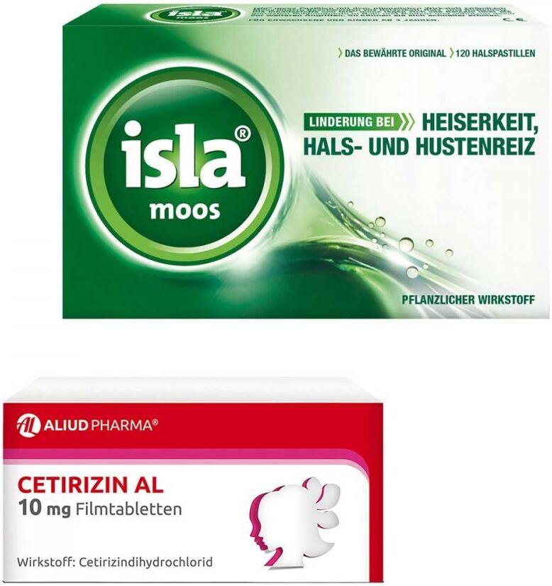 Isla Moos Pastillen (120 stk) und Cetirizin AL 10 mg (100 stk)