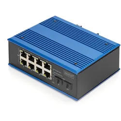 DIGITUS Industrieller 8+2-Port Gigabit Ethernet Switch 8-Port GE RJ 54, 2 GE SFP Port