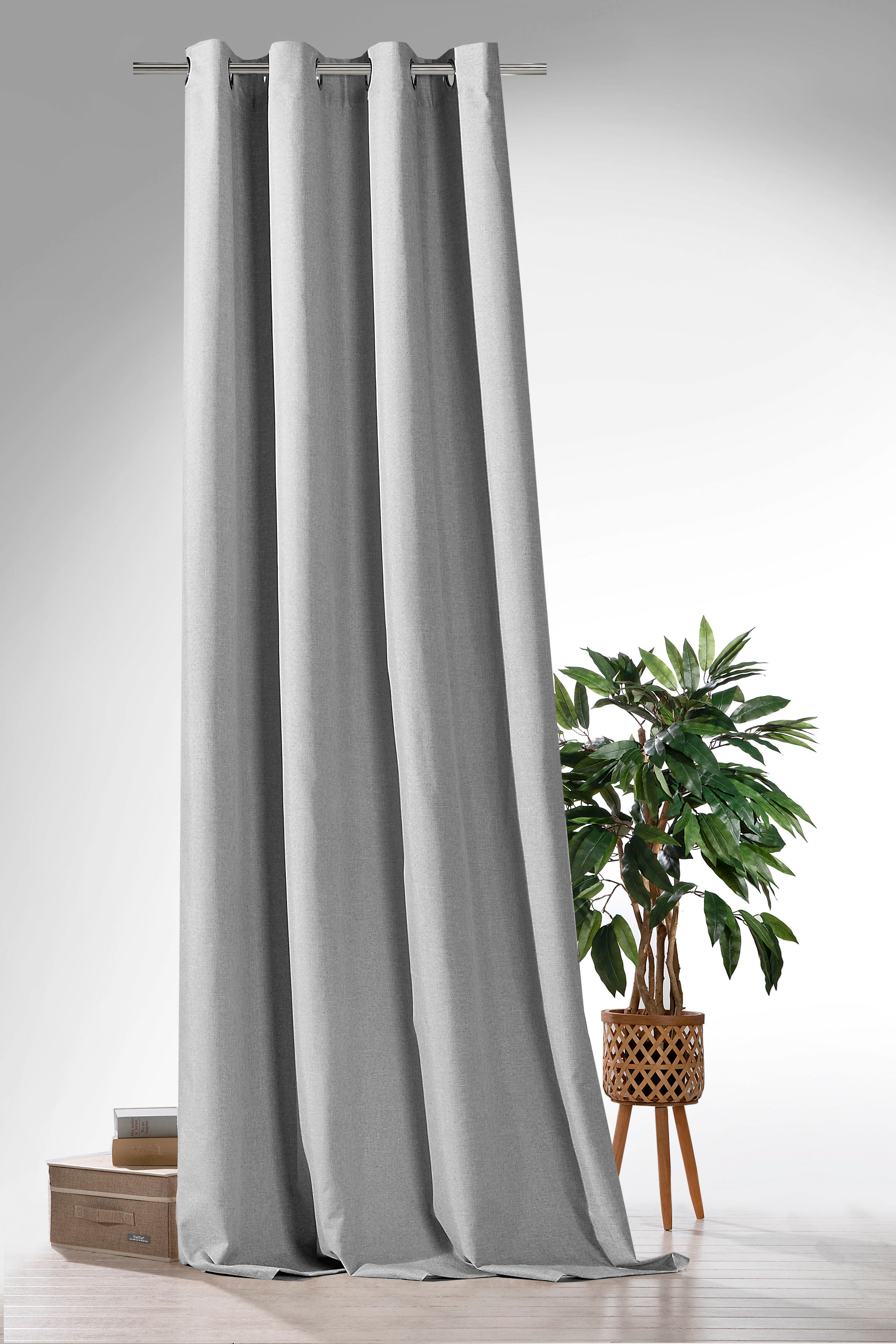 Verdunkelungsvorhang WECKBRODT "Blackout" Gr. 1, grau, B:135cm H:245cm, Polyester, Gardinen, Verdunkelungsvorhang, Thermo, blickdicht, Kälte-, Wärmeisolierend, Schalldämmend, Store grau 245cm, Ösen, 135cm