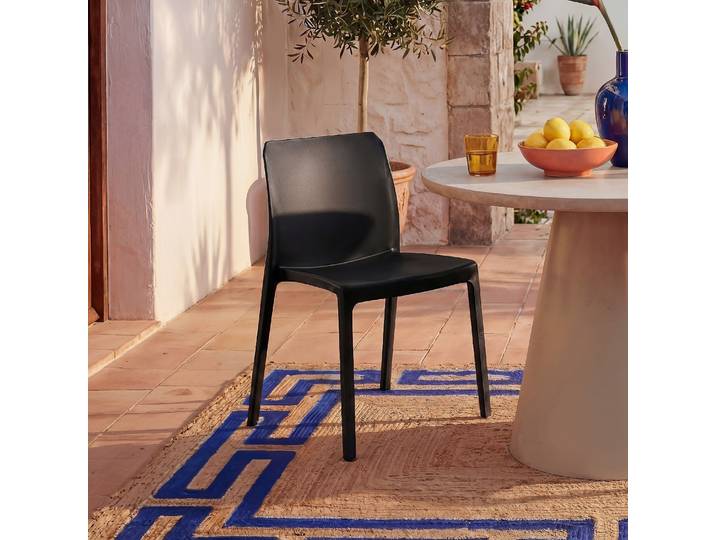 HABITAT - Lot de 4 chaises de jardin en polypropylène et fibre de verre - Noir - Malya