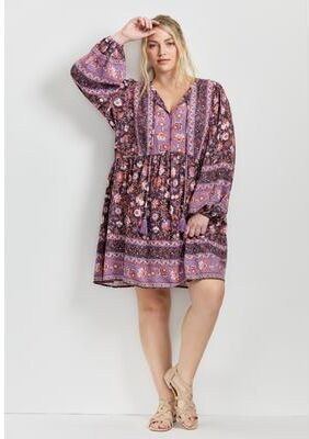 Plus Size Women's Livvy Boho Border Print Mini Dress by Aveology by Avenue in Spirit Border (Size 16)