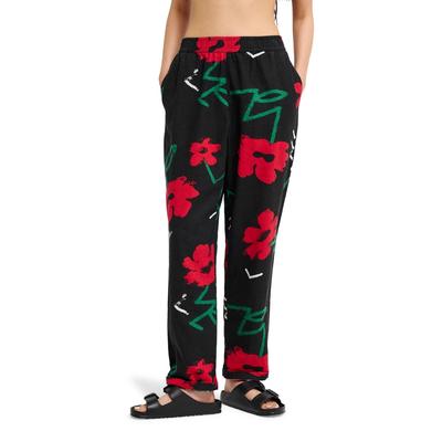 Schlupfhose QUIKSILVER "Lomas Hemp", Damen, Gr. XL, Normalgrößen, schwarz (schwarz street floral 64), Obermaterial: 55% Baumwolle, 45% Hanf., Hosen Schlupfhose