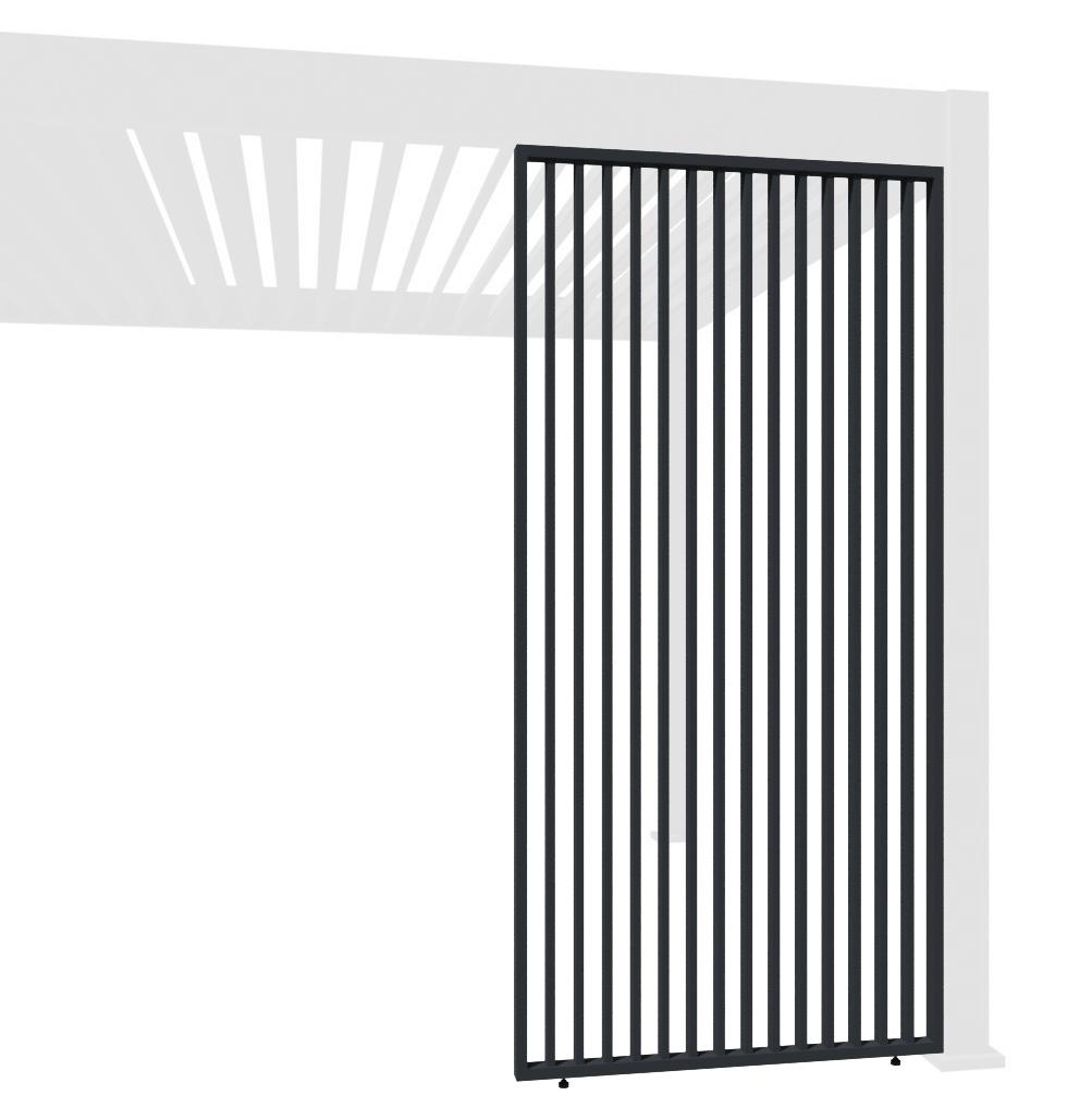 Weide vertikale Lamellenwand Sichtschutz für Pergola Aluminium Anthrazit1.23 Meter
