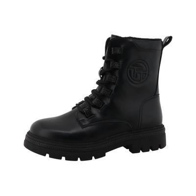 Schnürstiefelette TOM TAILOR, Damen, Gr. 38, schwarz, Lederimitat, Schuhe Schnürstiefelette, Blockabsatz, Schnürboots mit Glitzerdetails