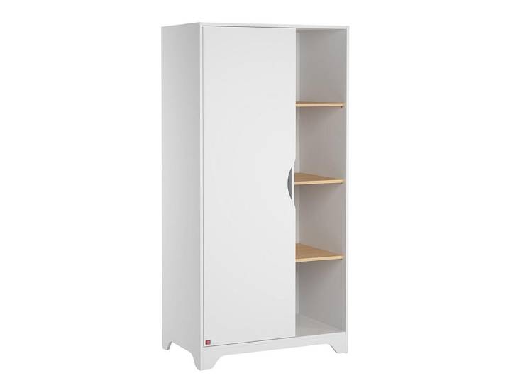 Calicosy Schrank mit 1 Tür, 2 Kleiderschränke, und 3 offenen Regalen L88.5cm - Leaf, Weiß, 52x179.5x88.5 cm, Schlafzimmer, Kleiderschränke, Drehtürenschränke