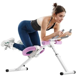 VEVOR Bauchmuskeltrainingsgerät Bauchtrainer AB-Maschine Fitnessstudio, Bauchtrainer 150 kg Gewichtskapazität, Bauchmuskeltrainer Krafttraining klappbares verstellbares Fitnessgerät Weiß + Rosa