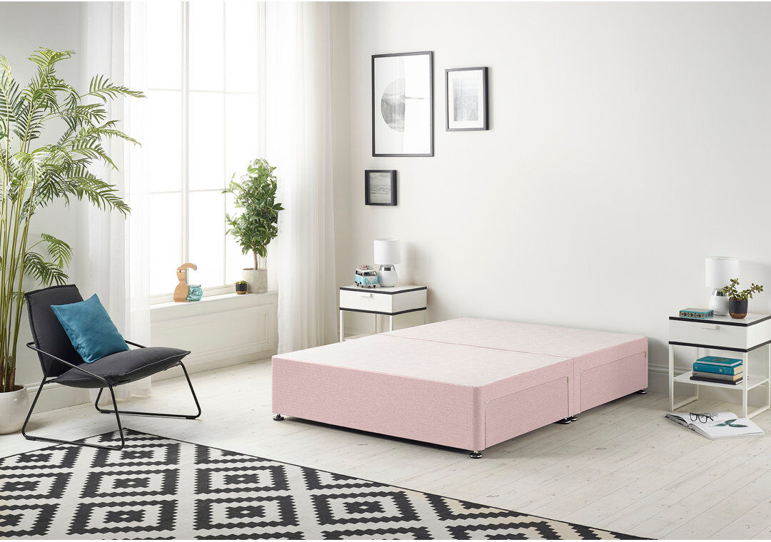 17 Stories Fayga Plush Velvet Divan Bed Base with Draw Options Pink Single (3')