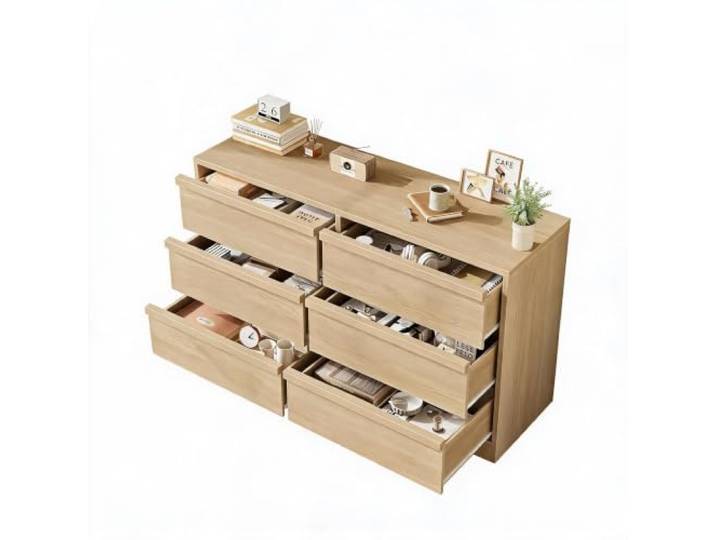 Multifunktional & modern TV-Schrank – Beistelltisch mit 6 Schubladen, viel Stauraum & Ablagefläche aus Holz, inklusive Ladefunktion – Perfekt als Fernsehtisch oder Couchtisch für Wohnzimmer &