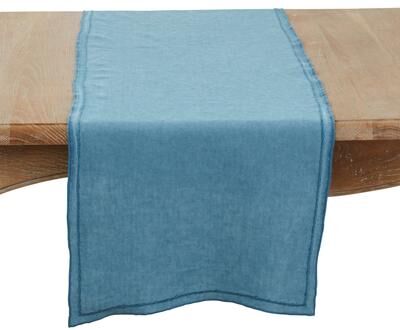Saro Lifestyle Stonewashed Overlock Edge Table Runner
