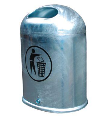 Abfallbehälter oval, 45 Liter, ohne selbstschließende Edelstahlklappe, feuerverzinkt