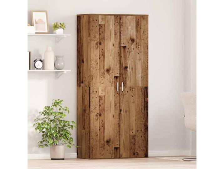 Highboard 80 x 39 x 178 cm Holzwerkstoff Altholz Regale mit Scharniertüren,minimalistische Stangengriffe,Aufbewahrung für Geschirr und Textilien,Montage durch zwei Personen