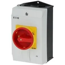 Eaton 199918 Hauptschalter, P1, 40 A, Aufbau, 3-polig, 1 Schließer, 1 Öffner, NOT-AUS-Funktion, abschließbar in 0-Stellung