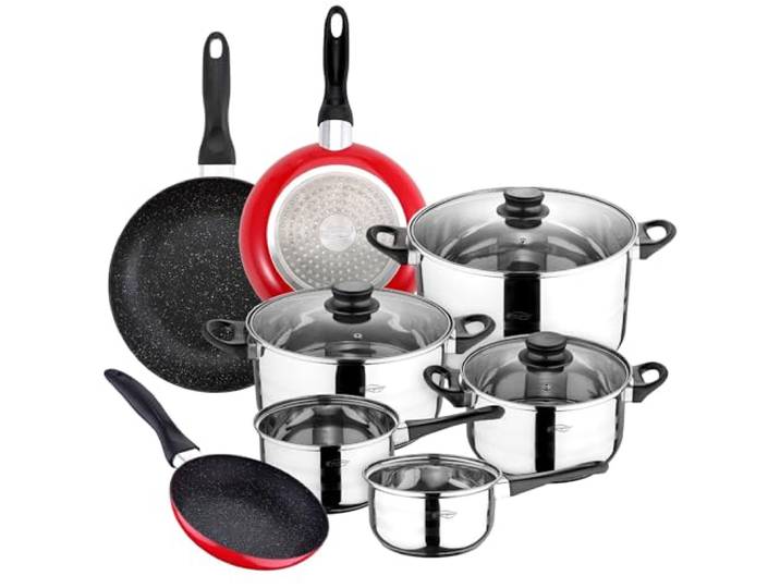 8-teiliges Kochgeschirr-Set + 3 Pfannen 16/20/24 cm, Aluminium. San Ignacio