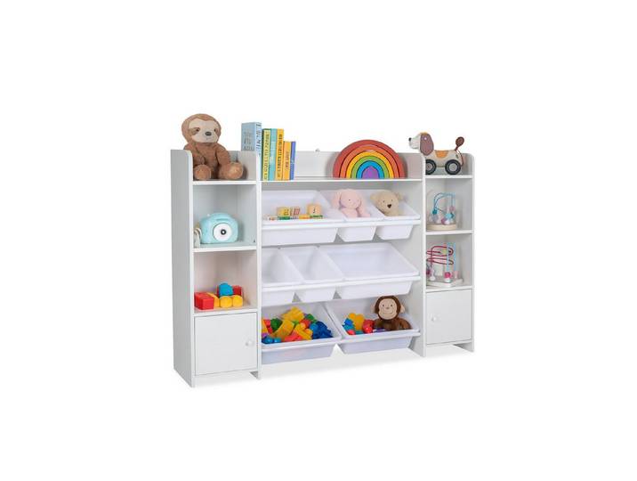 relaxdays Kinderregal groß mit Boxen, 1-tlg., weiß