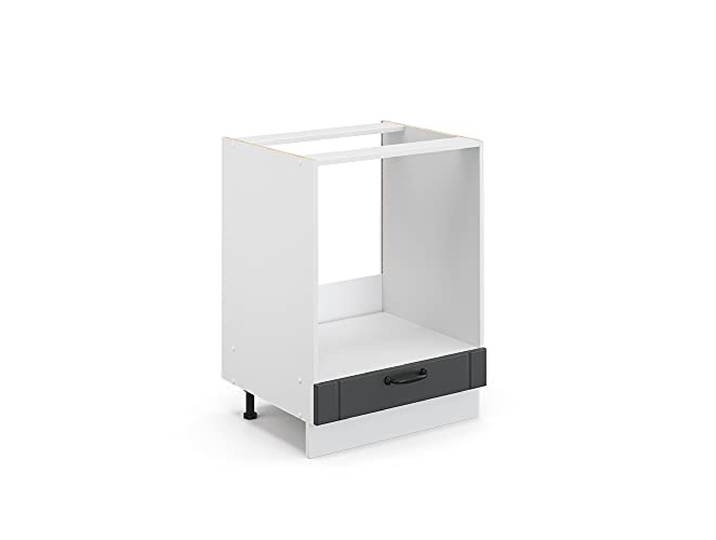 Vicco Herdumbauschrank Fame-Line , Dunkelgrau/Weiß 60 cm MDF-Front · Ohne Arbeitsplatte · Höhenverst. Füße · Metallgriffe · Einfache Integration