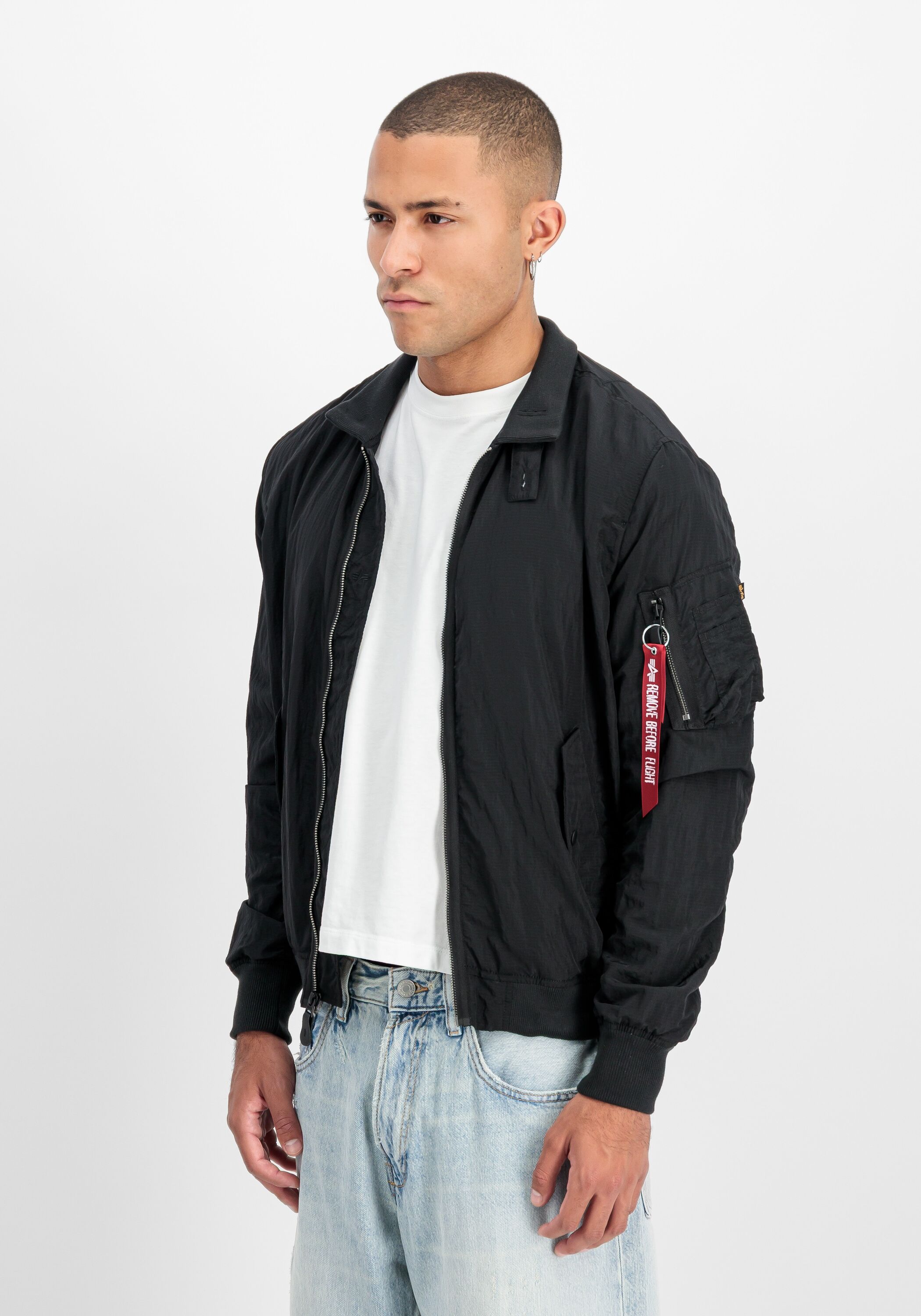 Bomberjacke ALPHA INDUSTRIES "Ripstop Light Flying Jacket", Herren, Gr. 3XL, schwarz, Shell: 100% Nylon. Lining: 100% Polyester, Jacken Bomberjacke