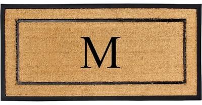 A1 Home Collections Natural Coir & Rubber Large Monogrammed Door Mat
