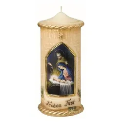 Kopschitz Kerzen Weihnachtskerze Zierkerze "Frohes Fest" 20 x Ø 9,5 cm