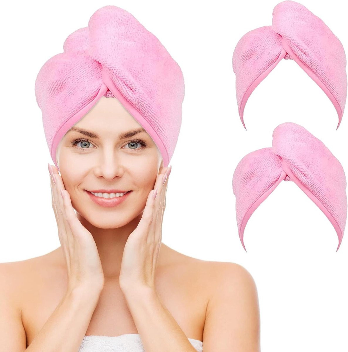 Microvezel Haar Turban Roze - Super Absorberend - 65 x 25 cm
