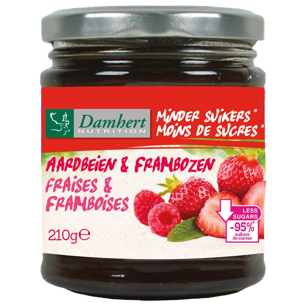 Damhert Dieetconfituur Aardbei/Framboos Tagatose 210 g Futter