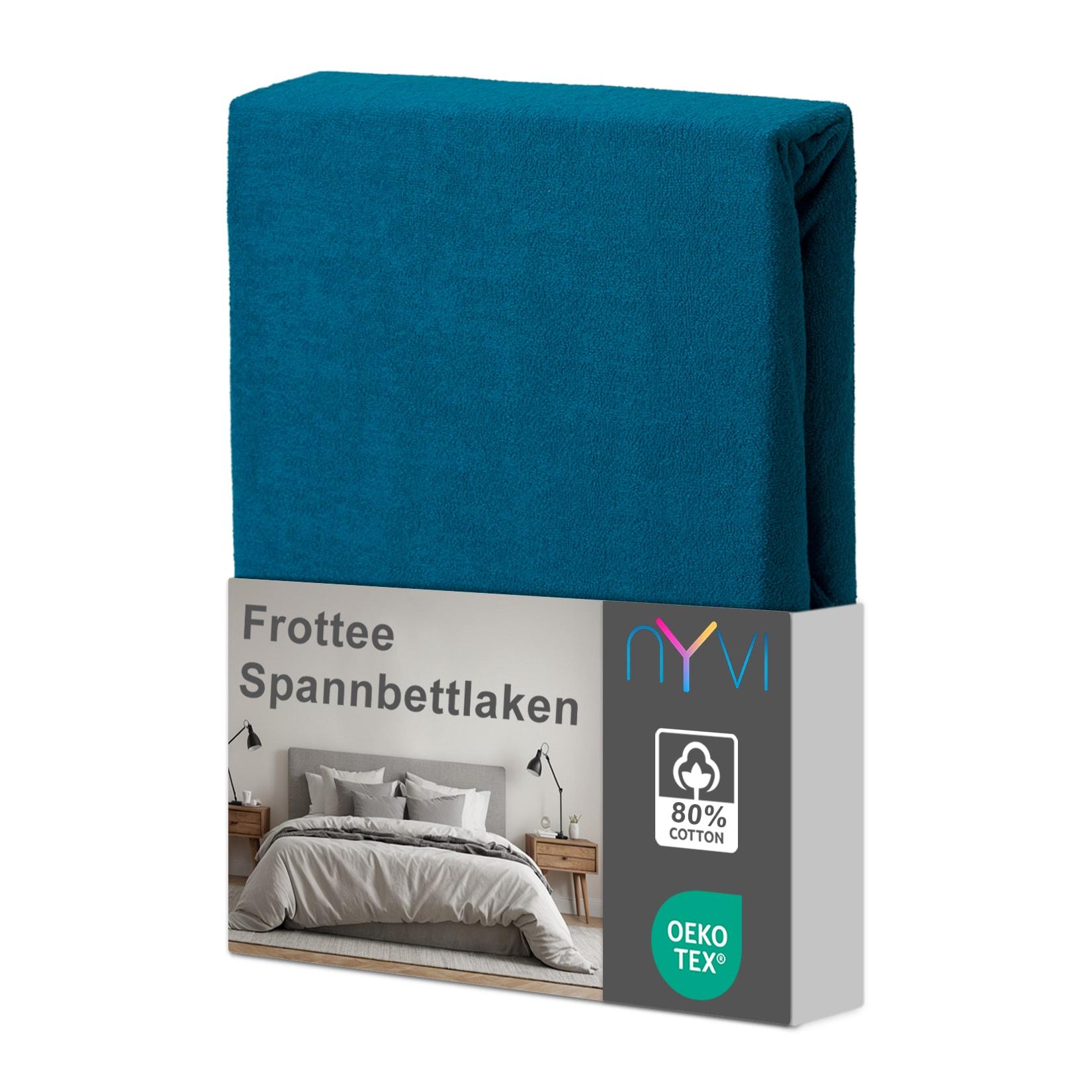 NYVI Spannbettlaken DreamScience Frottee - Warm und Kuschelig, hohe Feuchtigkeitsaufnahme, schnell trocknend - Frottier Spannbetttuch Bettlaken Farbe:petrol;Größe:140x200 - 160x200 cm