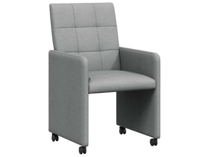 Fisinber Esszimmerstühle mit Rollen 2er Set Stoff Hellgrau 58x65x94cm Bequeme Polsterstühle für Essbereich und Küche, mit stabilen Armlehnen, Schaumstoffpolsterung und leichtgängigen Rollen.