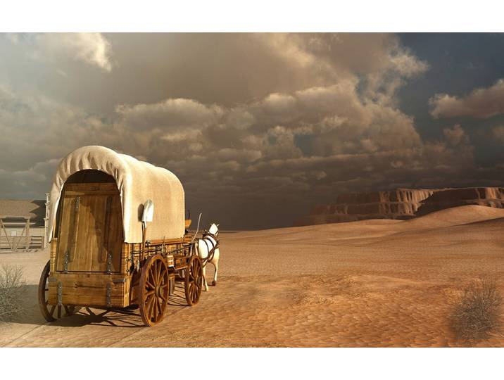 Fototapete PAPERMOON Western Wagon , bunt, B:1,5m L:1,11m, Vlies, Tapeten, Fototapete