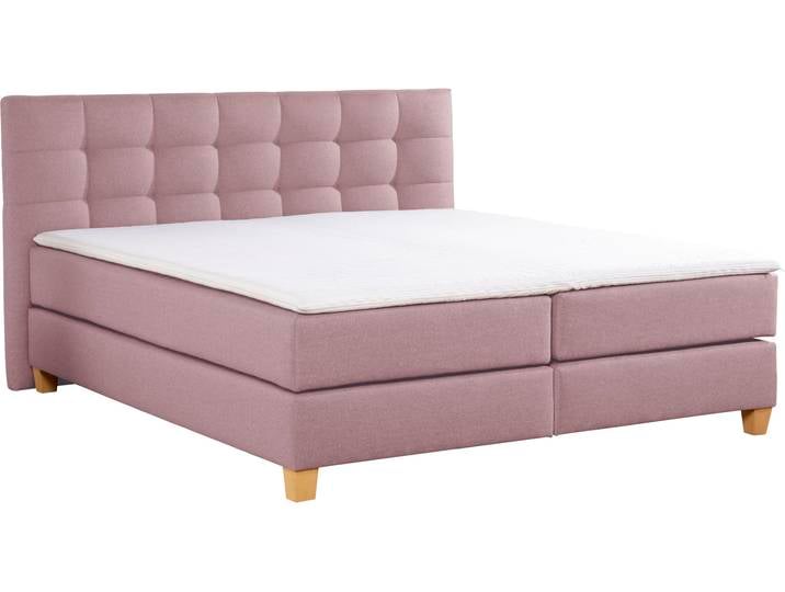 Boxspringbett, Samtstoff, Flieder, 180×220 cm, Inkl. Topper, Modern, Home Affaire