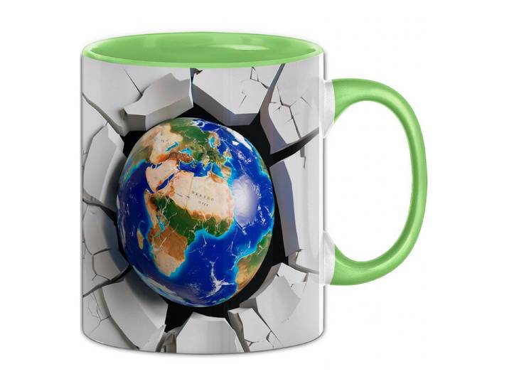 Trendation Tasse 3D Weltkugel Tasse Geschenk Weltkugel Durchbruch Wand Grafik Geschen