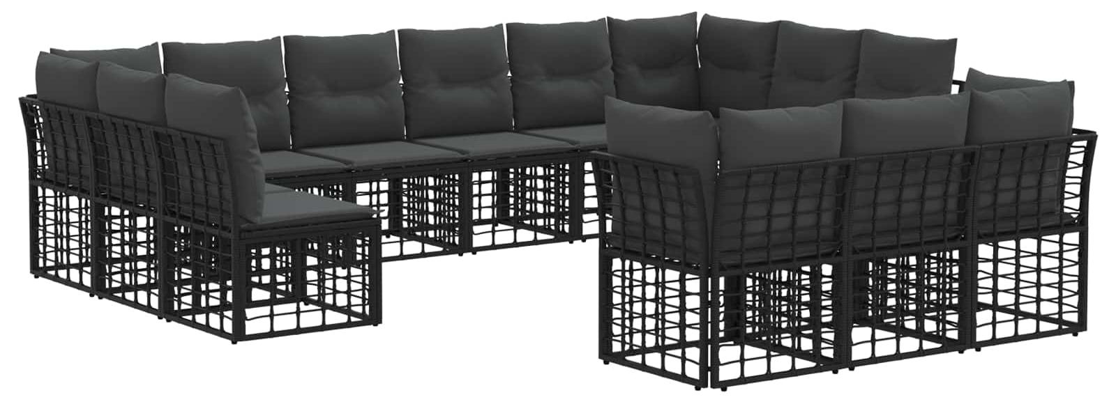 Outdoor-Sofagarnitur Schwarz und Dunkelgrau Polyester