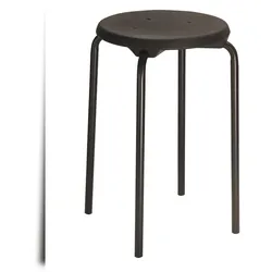 PROREGAL Stapelhocker Oakland | HxØ 50x35cm | Tragfähigkeit 110kg | Polyurethane-Sitz | Stahlfüße | Schwarz/Schwarz