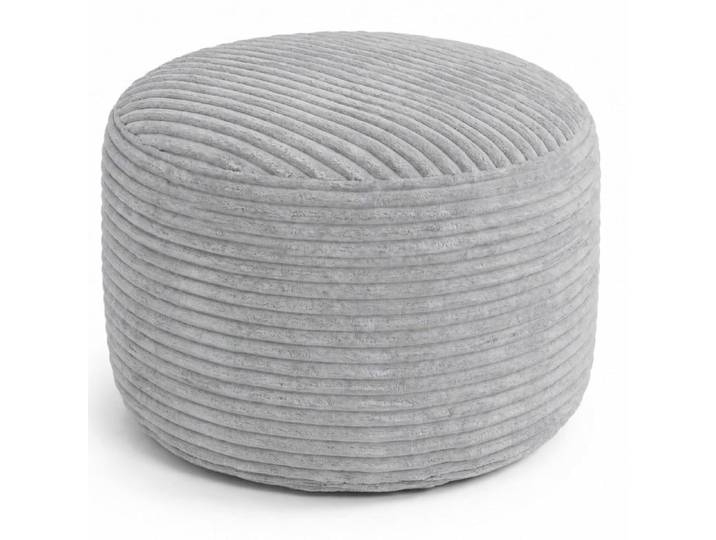 Pouf rond repose-pieds salon - housse lavable garnissage mousse 50x30 cm - gris clair