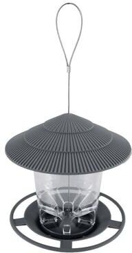 Inspired Living Smart Foot Activated Automatic Bird Feeder Hanging Outdoor Bird Feeder With Multi Port Bird Seed Dispenser gray