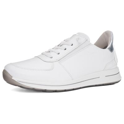 Slip-On Sneaker ARA "OSAKA", Damen, Gr. 8,5 (42,5), atmungsaktiv, silber (weiß, silberfarben), Glattleder, metallic, Schuhe, Keilsneaker, Slipper mit Easy2Go-Einschlupf, H-Weite