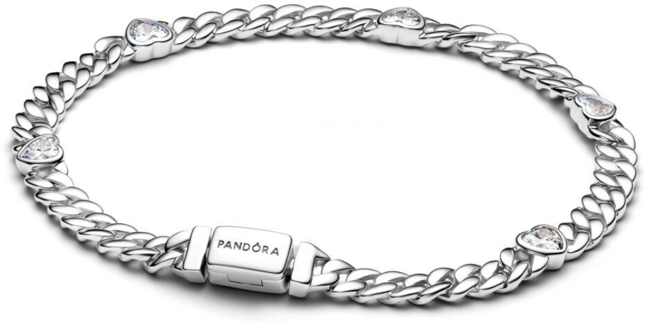Pandora Timeless Heart Cuban Chain rannekoru, hopea, 594226C01