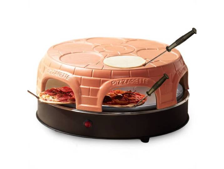 Emerio Originele Pizzarette - 6 Personen - Pre-bake functie - Terracotta koepel - 1200W