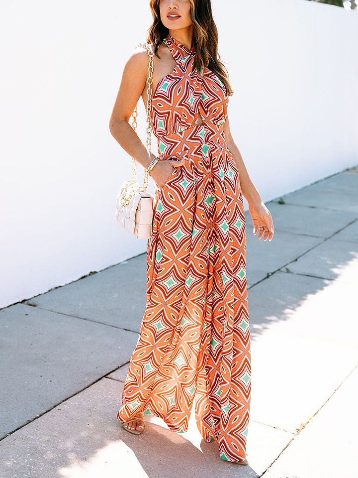 Milan Kiss Jumpsuit in Orange/ Rot - L