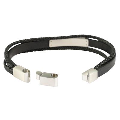 Armband ADELIA´S "Armband – Lederarmband aus Leder 21 cm", schwarz, Armbänder, Herren, 21cm, Leder, Armband, Ein Geschenk, das Freude macht