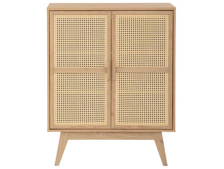 Kommode GOODPRODUCT Bridget Highboard , braun (eichefarben), B:87cm H:110cm T:39cm, Geflecht Rattan, Holzwerkstoff, MDF, Massivholz, Sideboards, Kommode, Kommode, feste und verstellbare Einlegeböden, Breite 87cm, Höhe 110cm