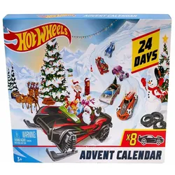 Hot Wheels Adventskalender 2019, mit 8 Autos und 16 Zubehörteilen