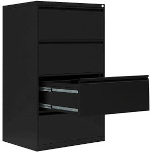Lüllmann Hängeregisterschrank 561429, 2-bahnig, 4 Schübe, schwarz