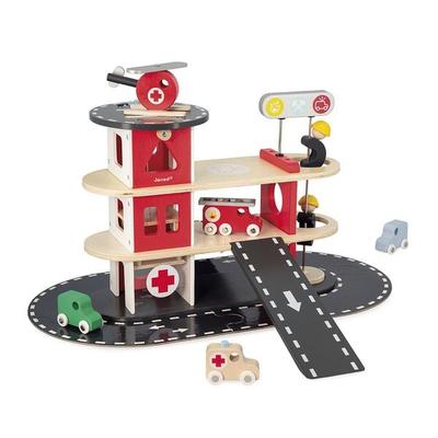 Holz-Feuerwehr-Spielset mit Fahrzeugen & Helikopter ab 2 Jahren