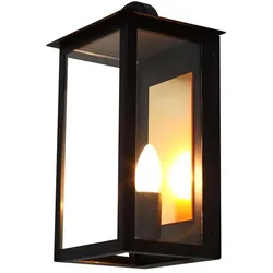 Hauswandleuchte Außenbereich Wandlampe Glas klar Metall schwarz IP65 H 35 cm