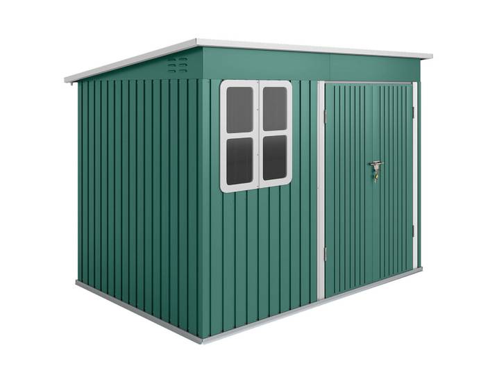 Outsunny Gartenschuppen Verzinkter Stahl Grün, Metall, 177x190x260 cm, Gartenzubehör, Geräteschuppen
